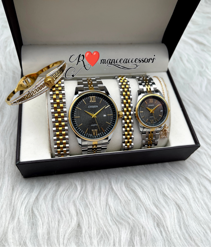 ساعت ست مردانه و زنانه سیتیزن رنگ ثابت تقویمدار