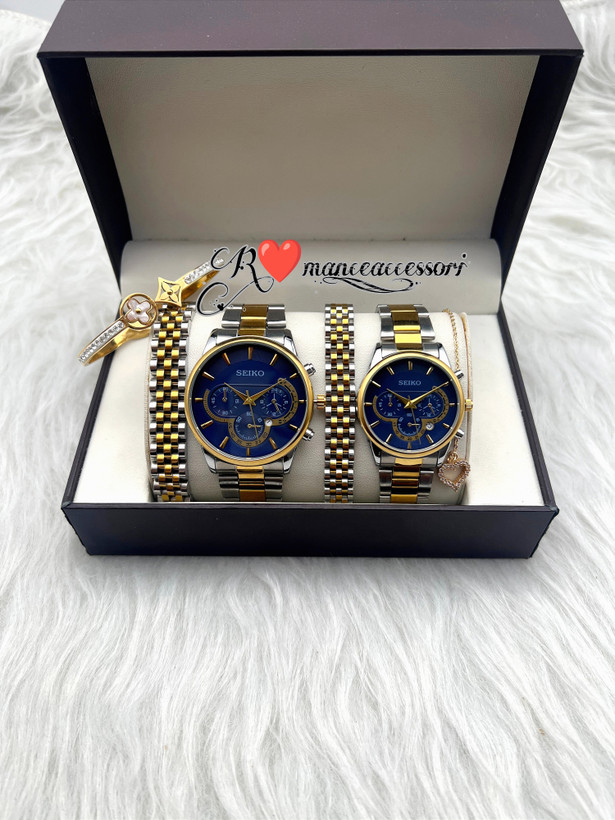ساعت ست مردانه و زنانه SEIKO رنگ ثابت تقویمدار