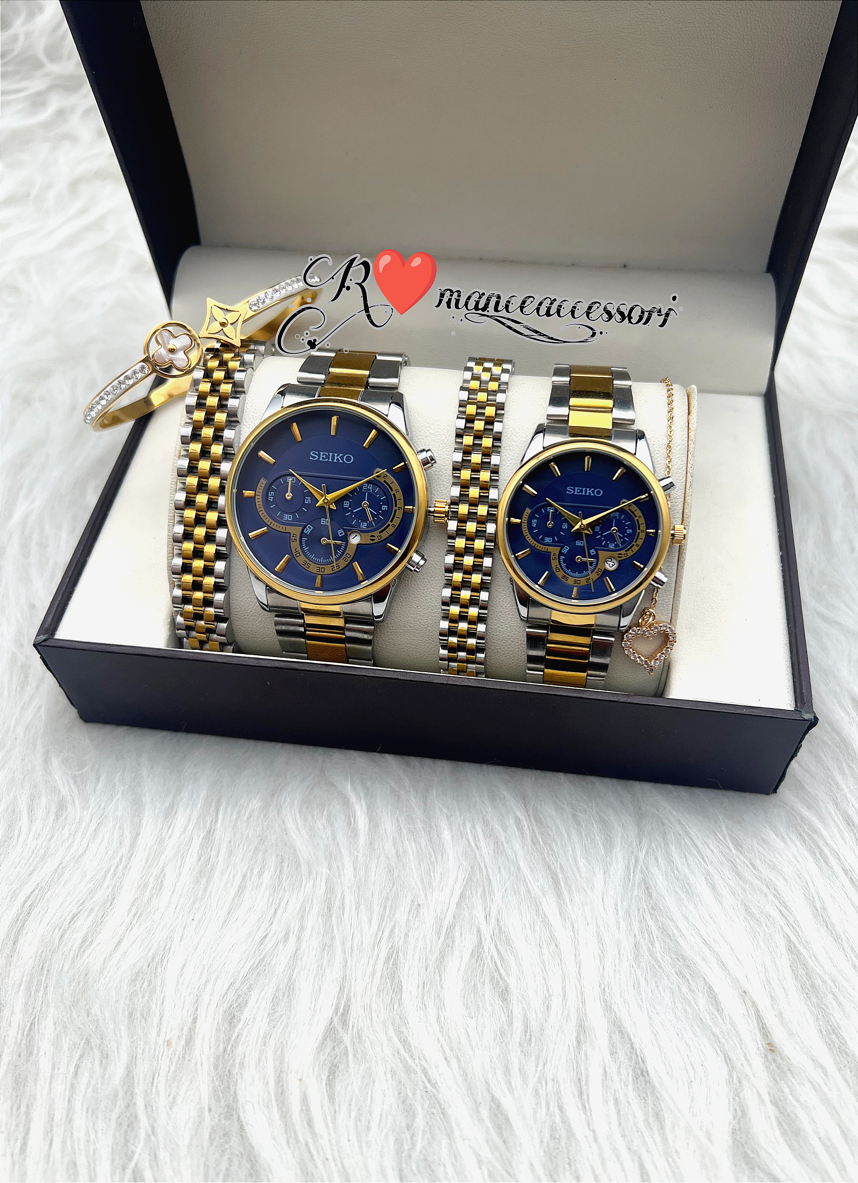ساعت ست مردانه و زنانه SEIKO رنگ ثابت تقویمدار