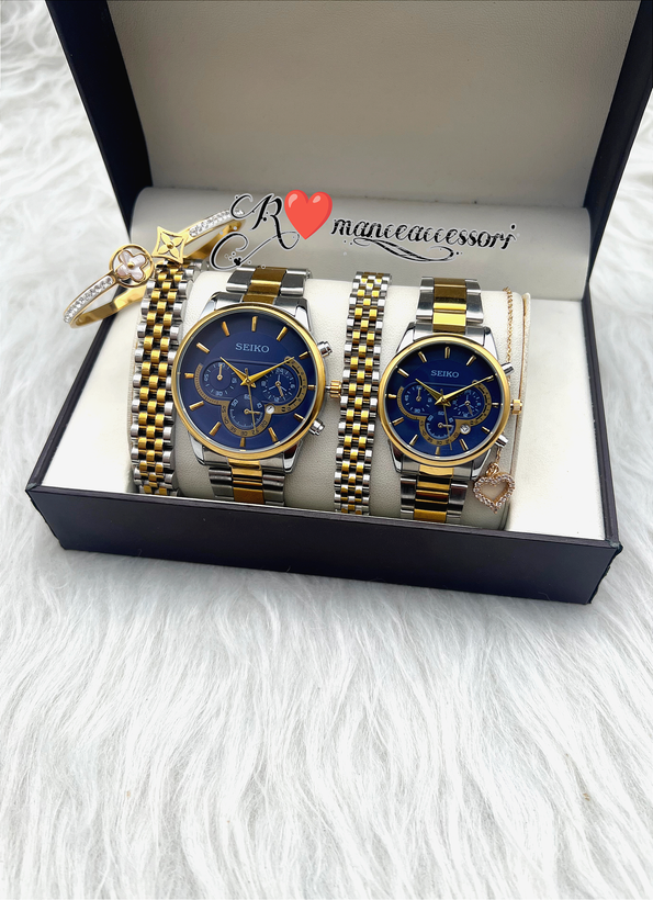 ساعت ست مردانه و زنانه SEIKO رنگ ثابت تقویمدار