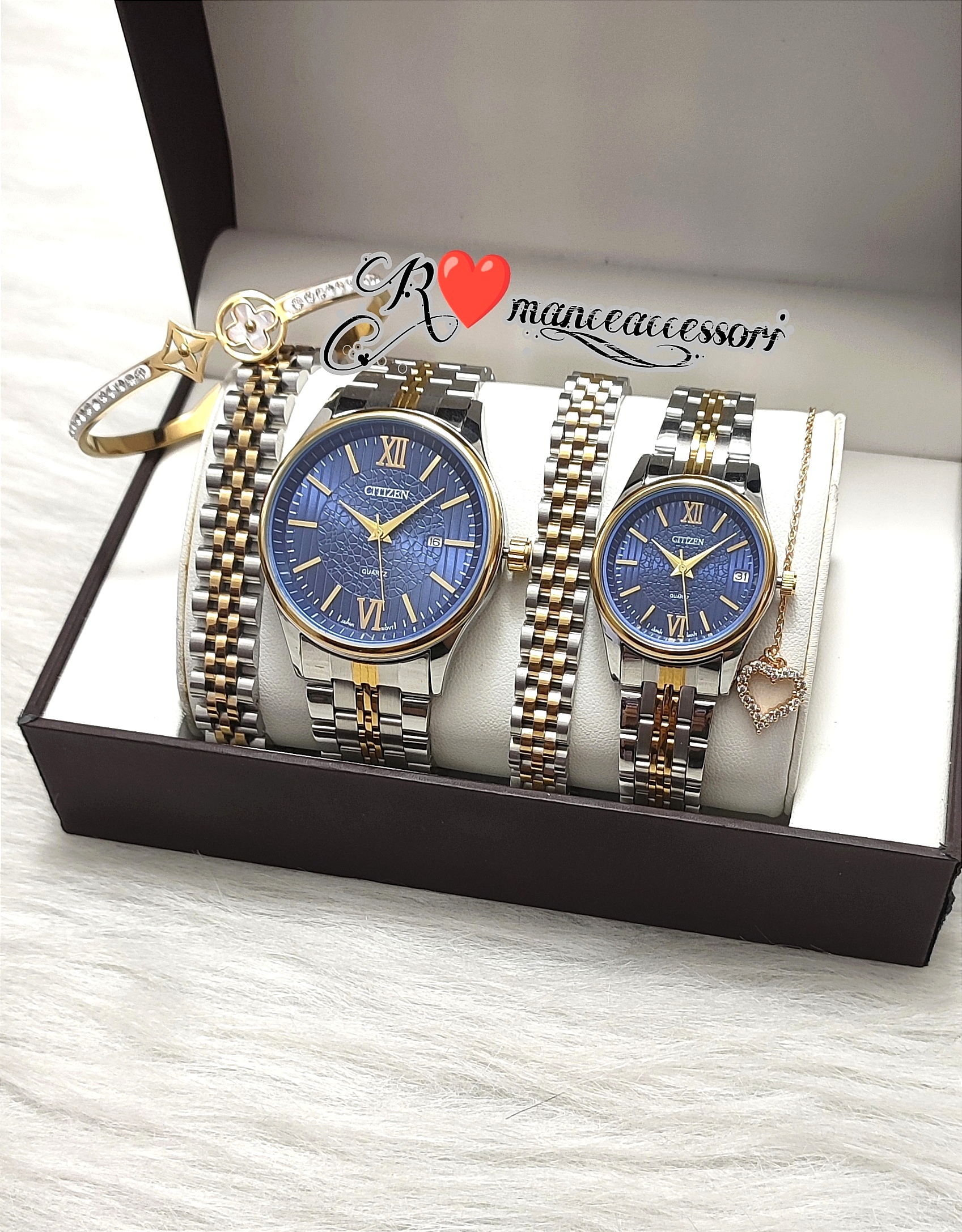 ساعت ست مردانه و زنانه سیتیزن رنگ ثابت تقویمدار